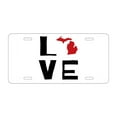 thumbnail image 1 of DistinctInk Custom Aluminum Vanity License Plate for Front of Car - Michigan - Love Black & Red, 1 of 2