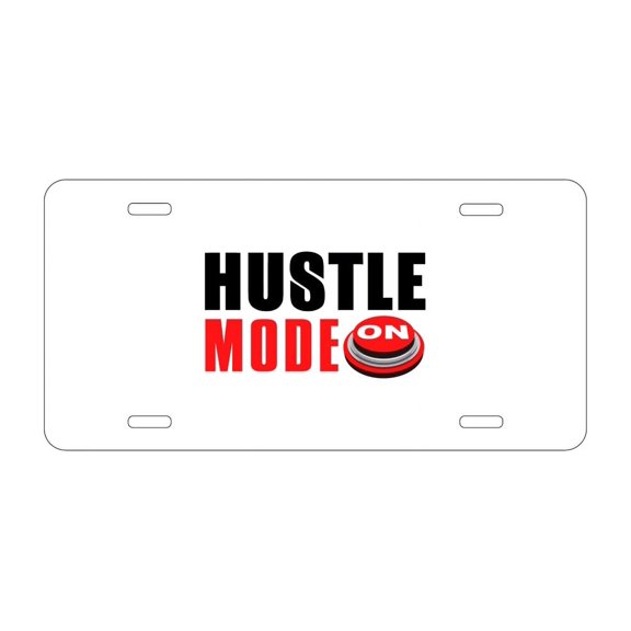 DistinctInk Custom Aluminum Vanity Front License Plate - Mode On Button - Weatherproof, Pre-Drilled Holes