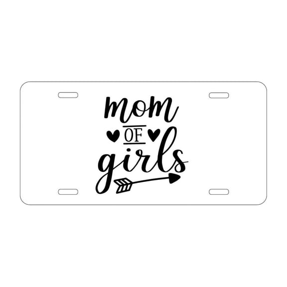 DistinctInk Custom Aluminum Vanity License Plate for Front of Car - Mom of Girls