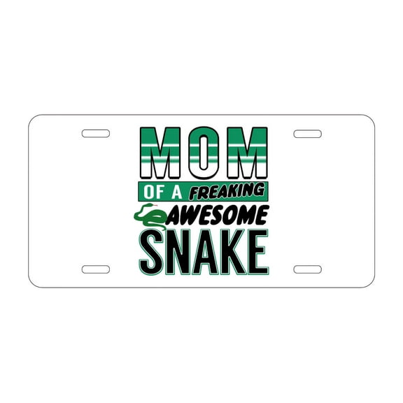 DistinctInk Custom Aluminum Vanity Front License Plate - Mom of a Freaking Awesome Snake - Weatherproof, Pre-Drilled Holes