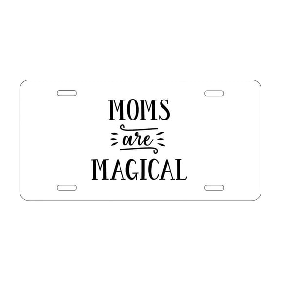 DistinctInk Custom Aluminum Vanity Front License Plate - Moms Are Magical - Weatherproof, Pre-Drilled Holes