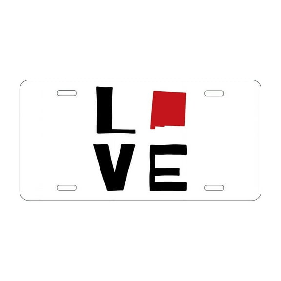 DistinctInk Custom Aluminum Vanity License Plate for Front of Car - New Mexico - Love Black & Red