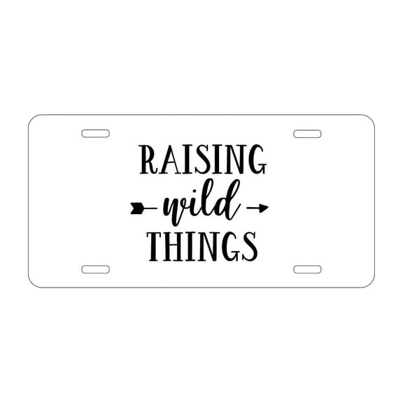 DistinctInk Custom Aluminum Vanity License Plate for Front of Car - Raising Wild Things - Mom