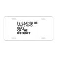 thumbnail image 1 of DistinctInk Custom Aluminum Vanity License Plate for Front of Car - Rather Be Watch Cats On The Internet, 1 of 2