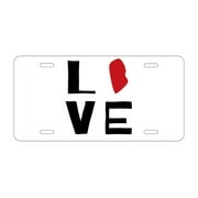 DistinctInk Custom Aluminum Vanity Front License Plate - Love Red & Black - Weatherproof, Pre-Drilled Holes