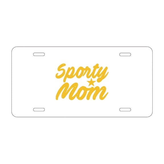 DistinctInk Custom Aluminum Vanity License Plate for Front of Car - Sporty Mom