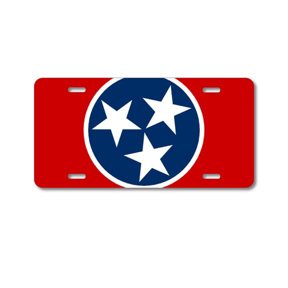 DistinctInk Custom Aluminum Vanity Front License Plate - Tennessee State Flag - Weatherproof, Pre-Drilled Holes