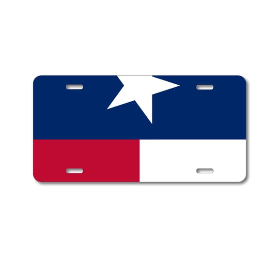 DistinctInk Custom Aluminum Vanity Front License Plate - Texas State Flag - Weatherproof, Pre-Drilled Holes