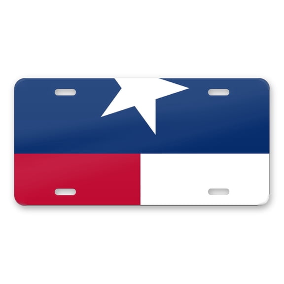 DistinctInk Custom Aluminum Vanity Front License Plate - Texas State Flag - Weatherproof, Pre-Drilled Holes