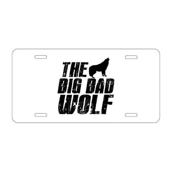 DistinctInk Custom Aluminum Vanity License Plate for Front of Car - The Big Bad Wolf
