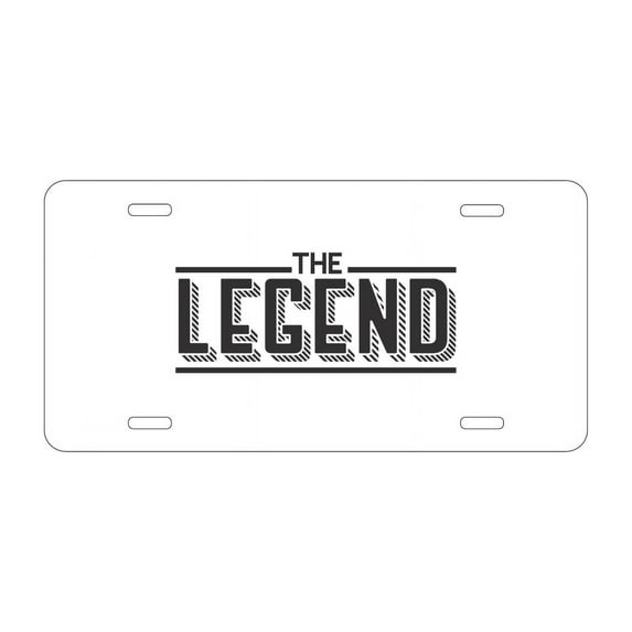 DistinctInk Custom Aluminum Vanity Front License Plate - The Legend - Weatherproof, Pre-Drilled Holes