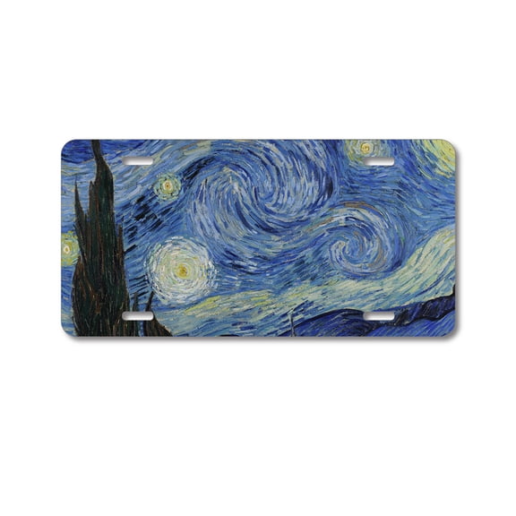 DistinctInk Custom Aluminum Vanity License Plate for Front of Car - Van Gogh Starry Night