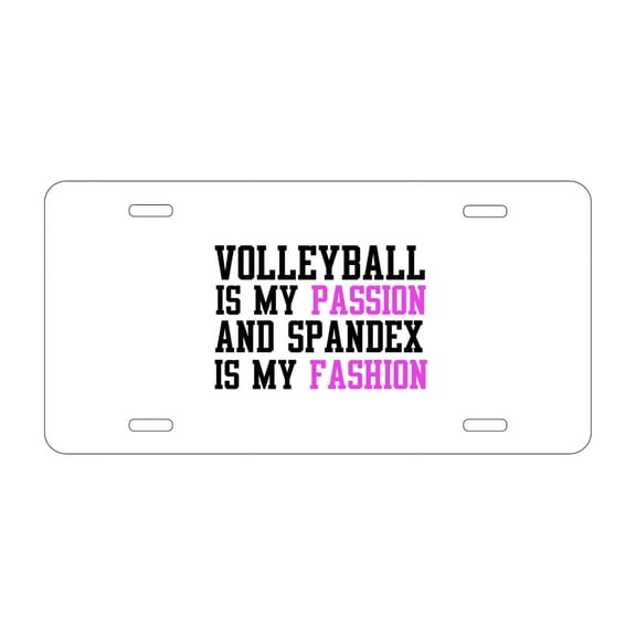 DistinctInk Custom Aluminum Vanity License Plate for Front of Car - Volleyball is My Passion Spandex My Fashion