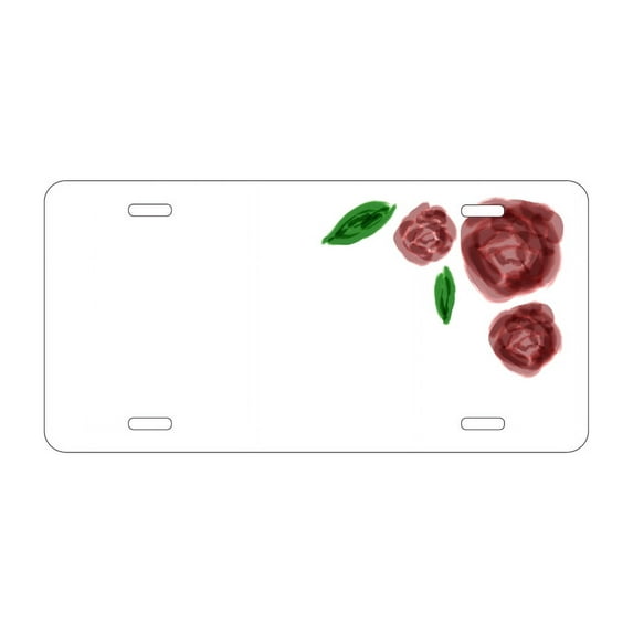 DistinctInk Custom Aluminum Vanity License Plate for Front of Car - Water colored Roses