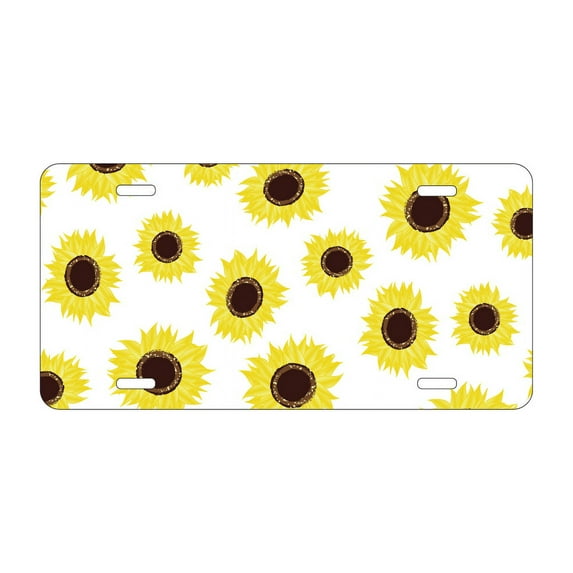 DistinctInk Custom Aluminum Vanity License Plate for Front of Car - Yellow Sunflowers