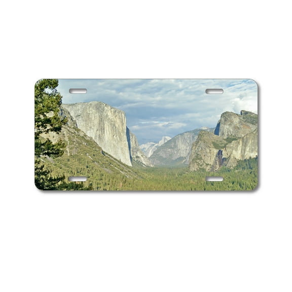 DistinctInk Custom Aluminum Vanity Front License Plate - Yosemite Tunnel View - Weatherproof, Pre-Drilled Holes
