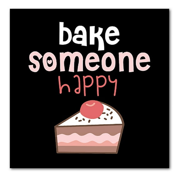 DistinctInk Custom Bumper Sticker - 10" x 10" Decorative Decal - Black Background - Bake Someone Happy