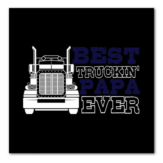 DistinctInk Custom Bumper Sticker - 10" x 10" Decorative Decal - Black Background - Best Truckin' Papa Ever