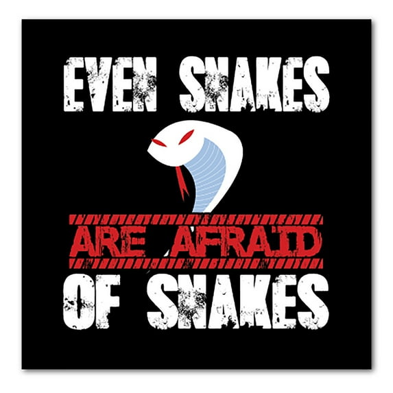 DistinctInk 10X10 Black Bumper Sticker - Even Snakes are Afraid of Snakes - Weatherproof Vinyl