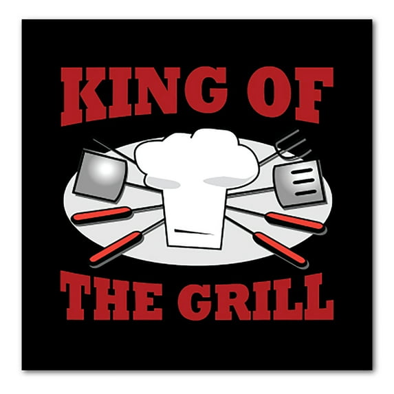 DistinctInk Custom Bumper Sticker - 10" x 10" Decorative Decal - Black Background - King of the Grill BBQ Barbecue