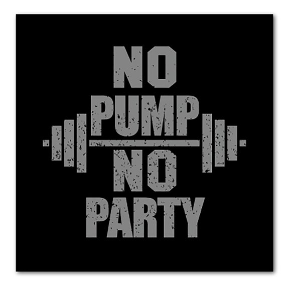 DistinctInk Custom Bumper Sticker - 10" x 10" Decorative Decal - Black Background - No Pump No Party Weights