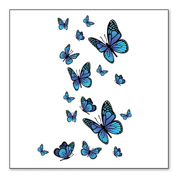 DistinctInk Custom Bumper Sticker - 10" x 10" Decorative Decal - White Background - Blue Butterflies Butterfly