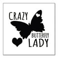thumbnail image 1 of DistinctInk Custom Bumper Sticker - 10" x 10" Decorative Decal - White Background - Crazy Butterfly Lady, 1 of 2