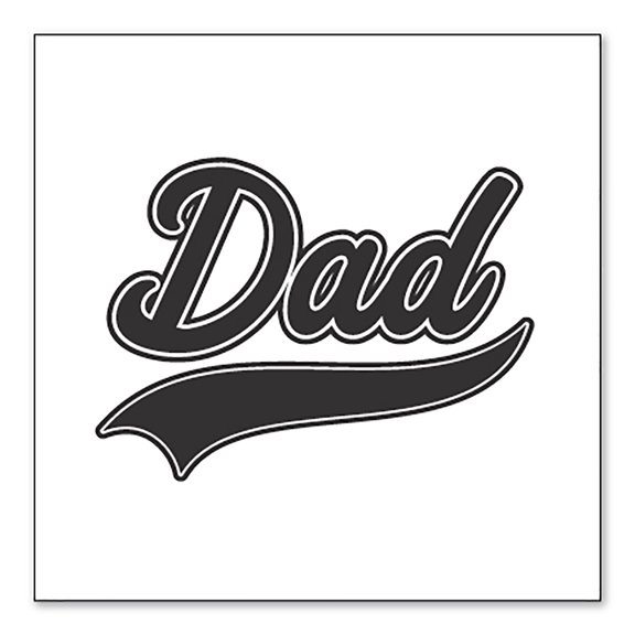 DistinctInk Custom Bumper Sticker - 10" x 10" Decorative Decal - White Background - Dad Word Graphic Black
