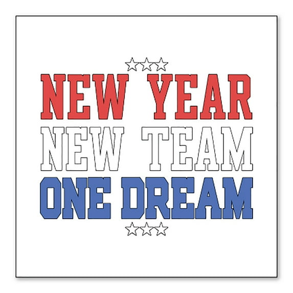 DistinctInk Custom Bumper Sticker - 10" x 10" Decorative Decal - White Background - New Year New Team One Dream