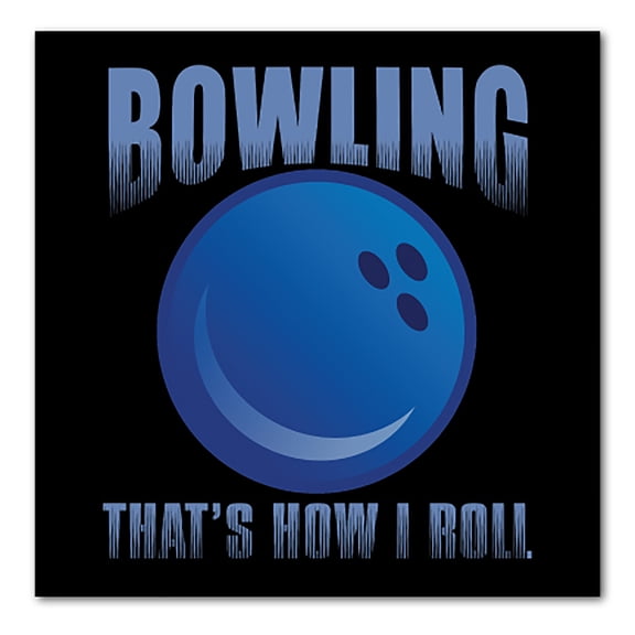 DistinctInk Custom Bumper Sticker - 3" x 3" Decorative Decal - Black Background - Bowling That's How I Roll