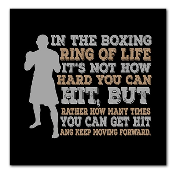 DistinctInk Custom Bumper Sticker - 3" x 3" Decorative Decal - Black Background - Boxing Life How Many Times You Keep Moving