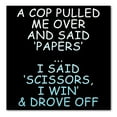 thumbnail image 1 of DistinctInk Custom Bumper Sticker - 3" x 3" Decorative Decal - Black Background - Cop Pulled Over, Rock Paper Scissors, 1 of 2