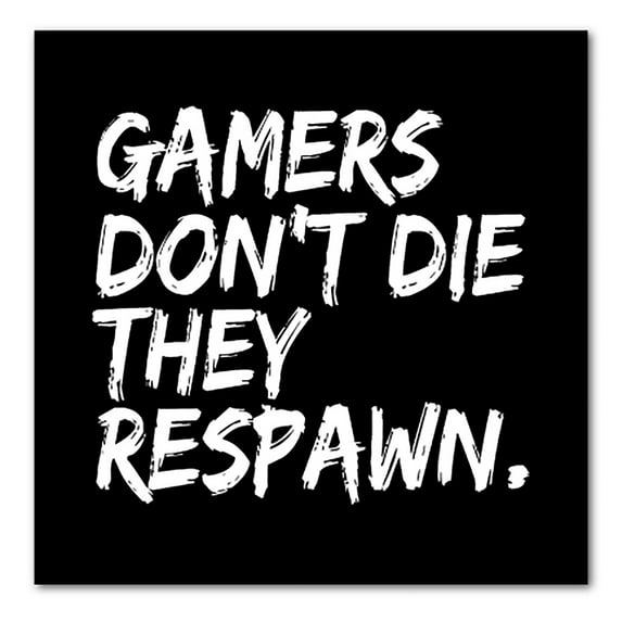 DistinctInk Custom Bumper Sticker - 3" x 3" Decorative Decal - Black Background - Gamers Don't Die They Respawn.