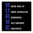thumbnail image 1 of DistinctInk Custom Bumper Sticker - 3" x 3" Decorative Decal - Black Background - Nurse Never Gives Up, 1 of 2