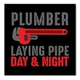 thumbnail image 1 of DistinctInk Custom Bumper Sticker - 3" x 3" Decorative Decal - Black Background - Plumber - Laying Pipe Day & Night, 1 of 2