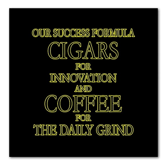 DistinctInk Custom Bumper Sticker - 3" x 3" Decorative Decal - Black Background - Success Formula - Cigars & Coffee