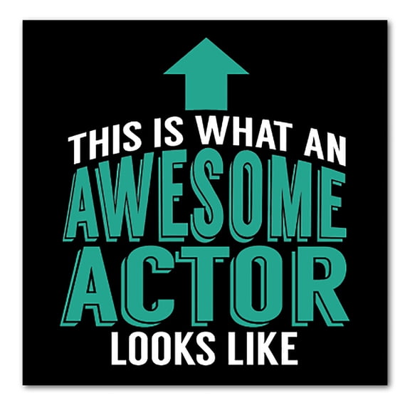 DistinctInk Custom Bumper Sticker - 3" x 3" Decorative Decal - Black Background - This Is What An Awesome Actor Looks Like
