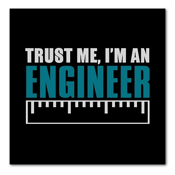 DistinctInk Custom Bumper Sticker - 3" x 3" Decorative Decal - Black Background - Trust Me I'm an Engineer