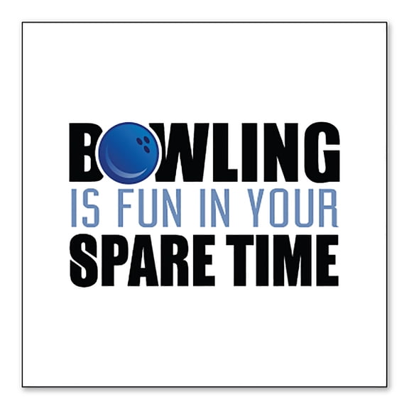 DistinctInk Custom Bumper Sticker - 3" x 3" Decorative Decal - White Background - Bowling is Fun In Your SPARE Time