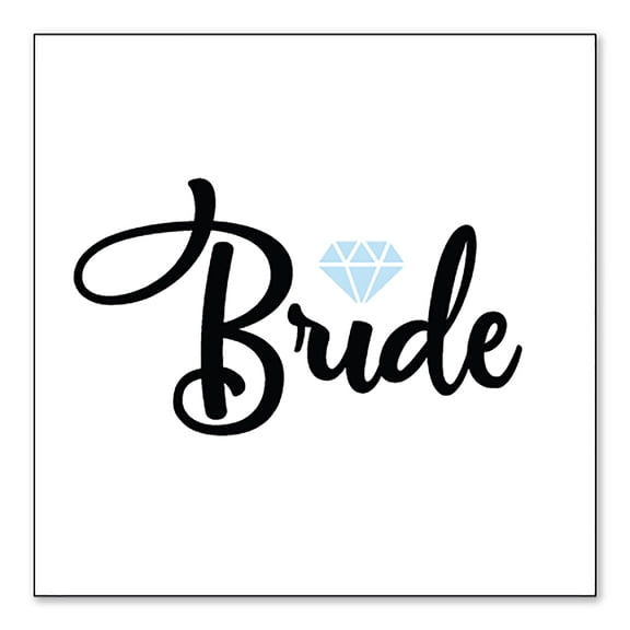 DistinctInk Custom Bumper Sticker - 3" x 3" Decorative Decal - White Background - Bride Diamond - Wedding Design