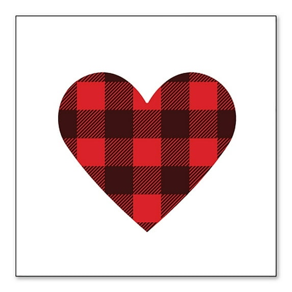 DistinctInk Custom Bumper Sticker - 3" x 3" Decorative Decal - White Background - Buffalo Heart - Red Black Plaid