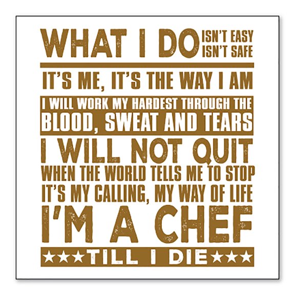 DistinctInk Custom Bumper Sticker - 3" x 3" Decorative Decal - White Background - Chef - What I Do Isn't Easy