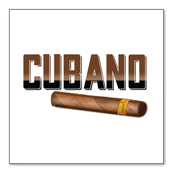 DistinctInk 3X3 White Bumper Sticker - Cubano. Cigars - Outdoor Vinyl