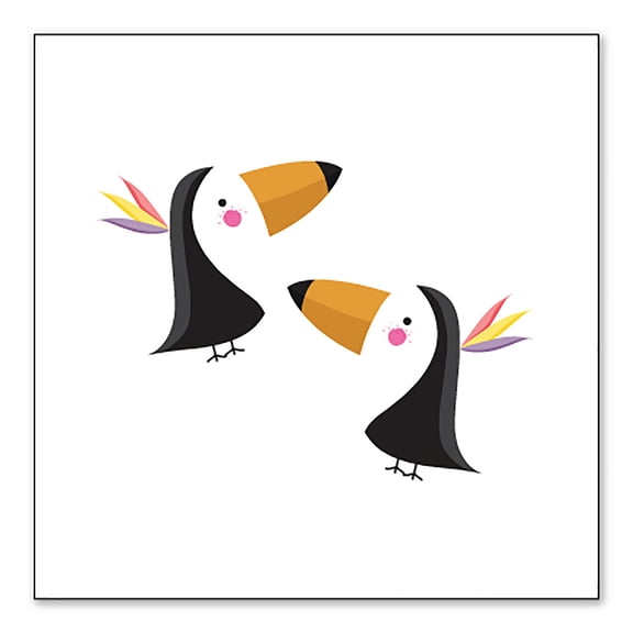 DistinctInk Custom Bumper Sticker - 3" x 3" Decorative Decal - White Background - Cute Cartoon Toucans