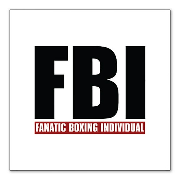 DistinctInk Custom Bumper Sticker - 3" x 3" Decorative Decal - White Background - FBI Fanatic Boxing Individual