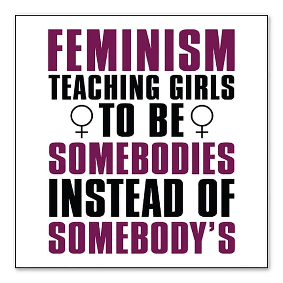 DistinctInk Custom Bumper Sticker - 3" x 3" Decorative Decal - White Background - Feminism - Somebodies vs Somebody's