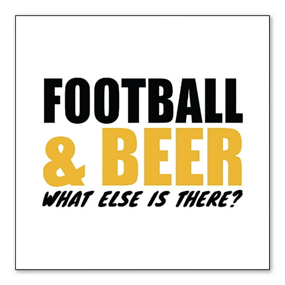 DistinctInk Custom Bumper Sticker - 3" x 3" Decorative Decal - White Background - Football & Beer What Else Is There?