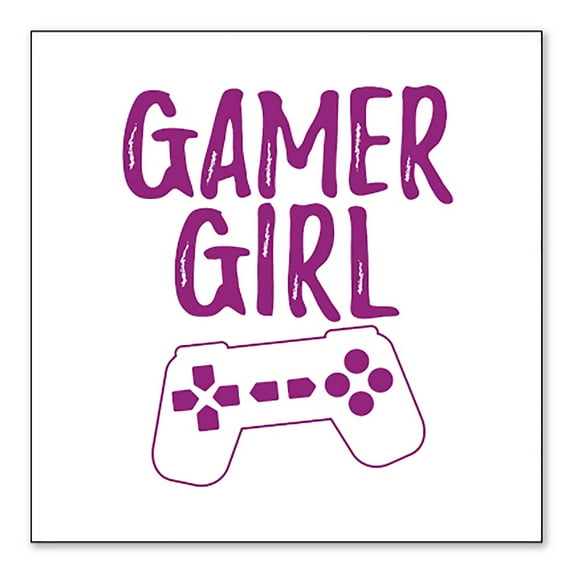 DistinctInk Custom Bumper Sticker - 3" x 3" Decorative Decal - White Background - Gamer Girl - Video Games