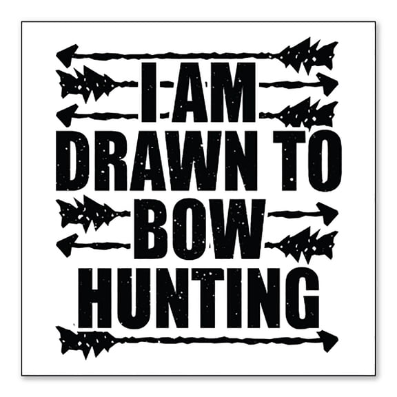 DistinctInk Custom Bumper Sticker - 3" x 3" Decorative Decal - White Background - I Am Drawn to Bow Hunting