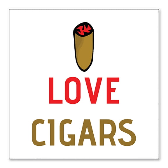 DistinctInk Custom Bumper Sticker - 3" x 3" Decorative Decal - White Background - I Love Cigars